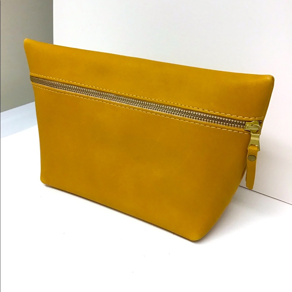 Portland Leather Goods xl makeup bag in sunflower